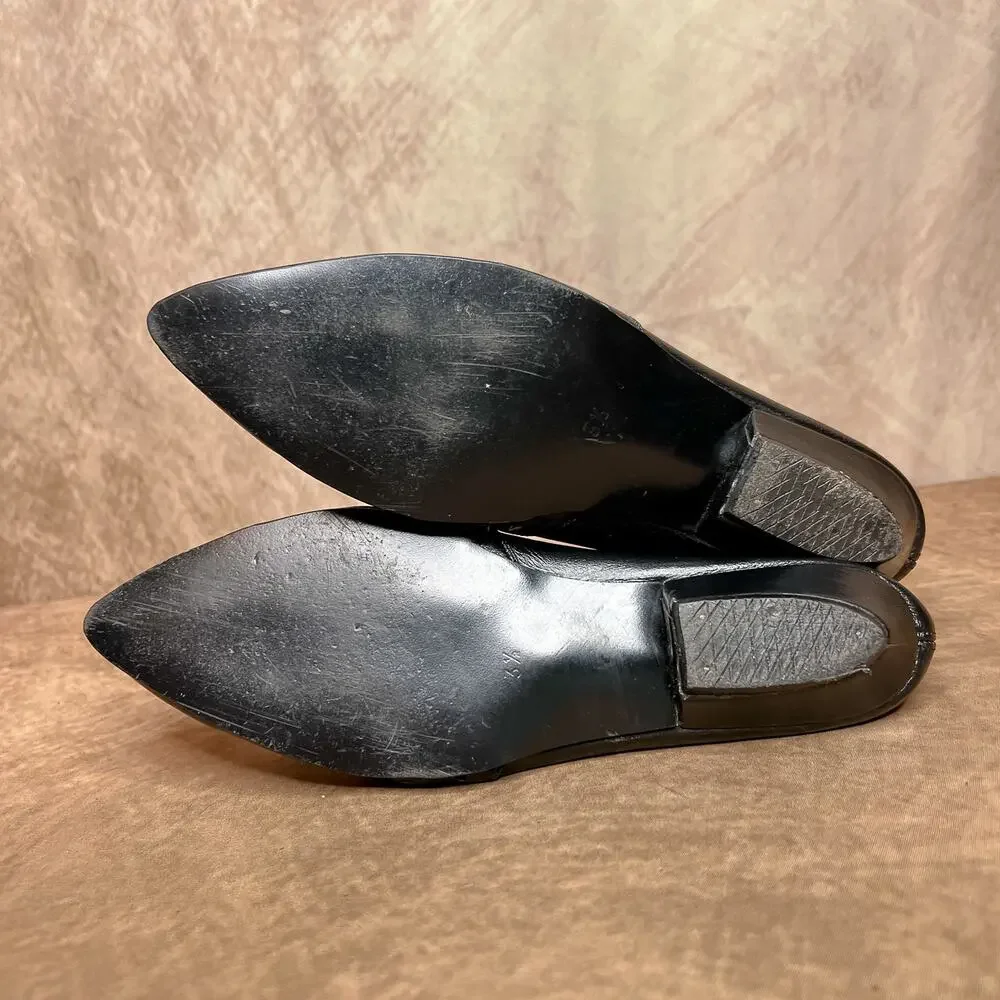 Vintage 60s Joanna Black Whip Stitch Style Western Victorian Ankle Boots - Picture 10 of 12